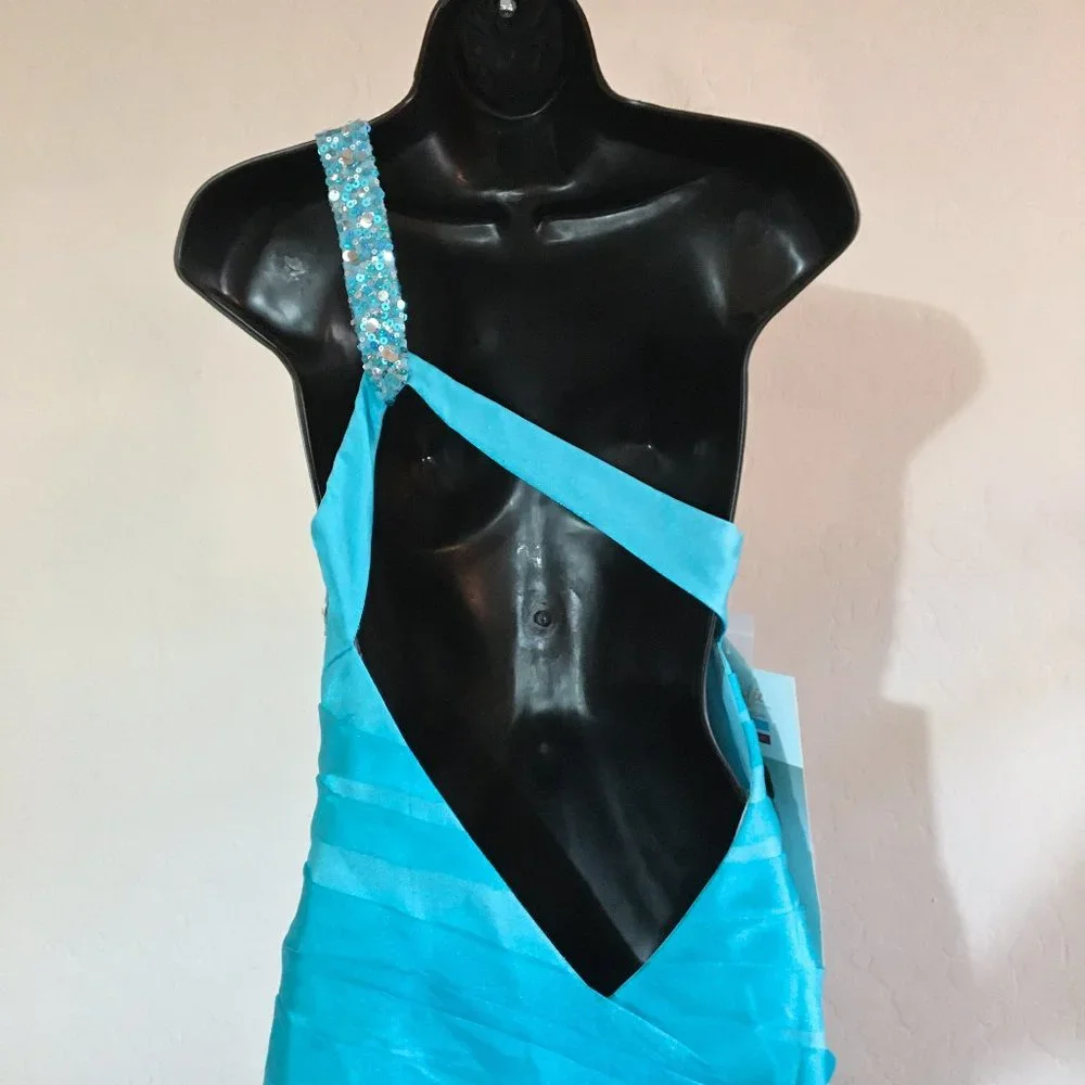 RARE Lafee Jasmine Pageant Prom Mermaid Party Dress Blue 12 NWT - Picture 11 of 12